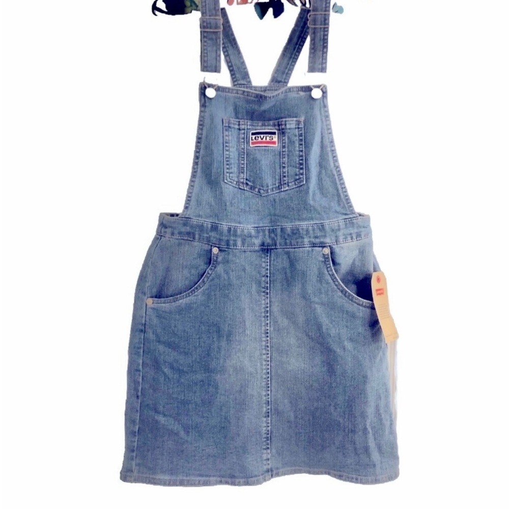 New Levi's Kids Blue Denim Jumper Dress Red Tab Large Age 12-13 yrs